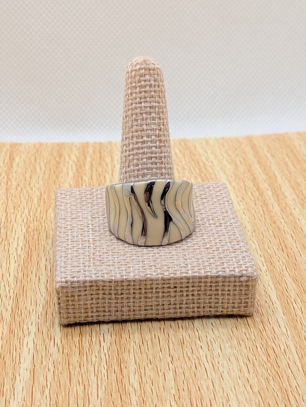 White Zebra Print Ring